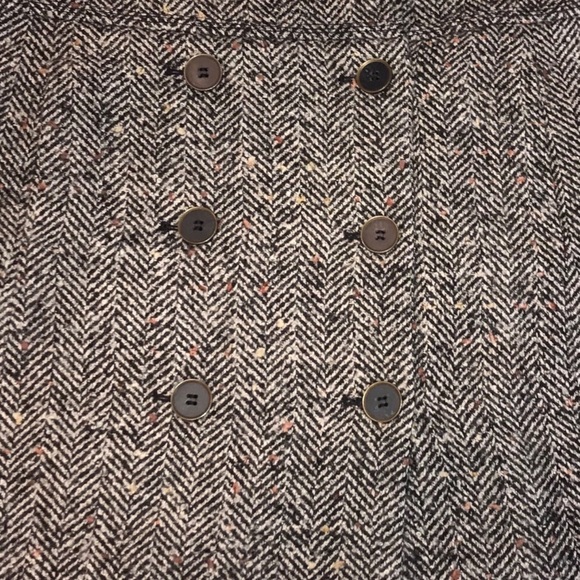 Loft Wool Blend Y2K Button Front Tweed Dark Academia Mini Skirt Woman’s Size 14 - Picture 3 of 7